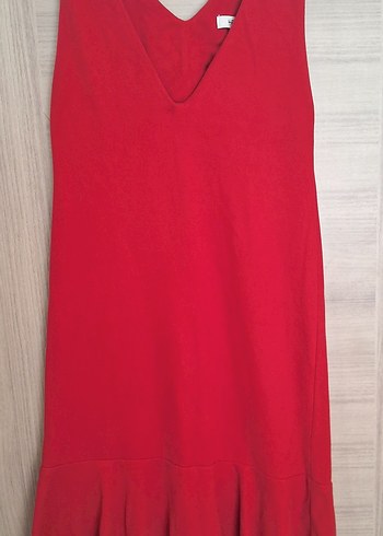 Kırmızı V Yakalı Kolsuz Hamile Tunik