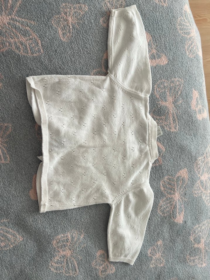 Kız Çocuk Beyaz İnce Triko Hırka - Görsel 3