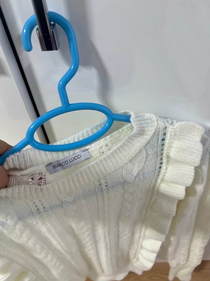 Kadın Beyaz Örgü Triko Kazak - Görsel 3