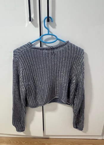 Zara Gri Örgü Kadın Triko Sweatshirt - Görsel 3