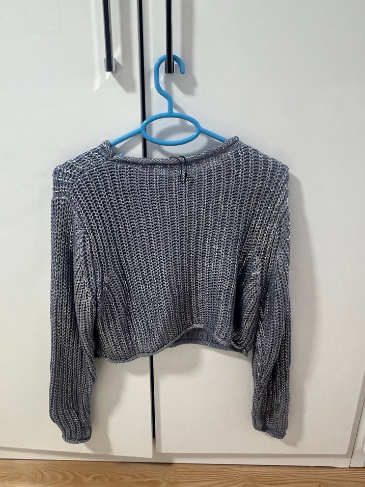 Zara Gri Örgü Kadın Triko Sweatshirt - Görsel 3