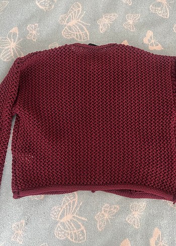 Bordo Örgü Hırka - Görsel 5