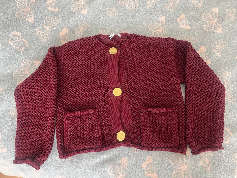 Bordo Örgü Hırka - Görsel 3