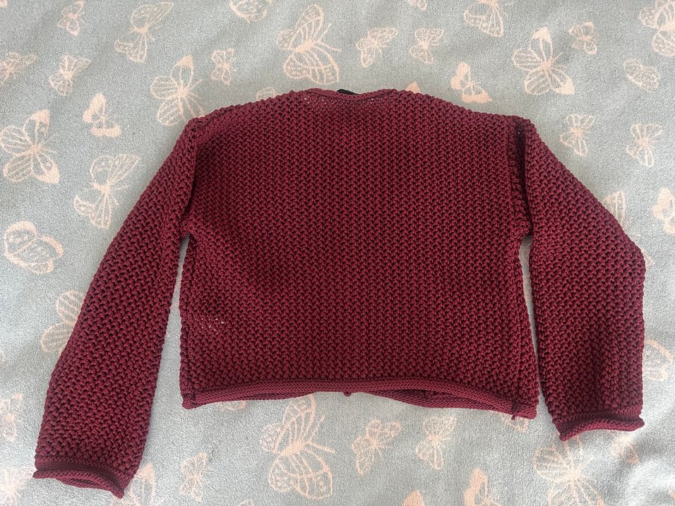 Bordo Örgü Hırka - Görsel 5