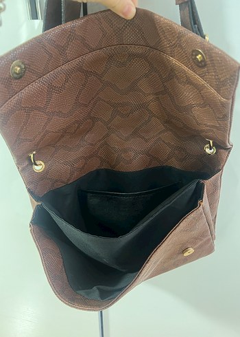 Kahverengi Yılan Desenli Kadın Çanta - Görsel 3