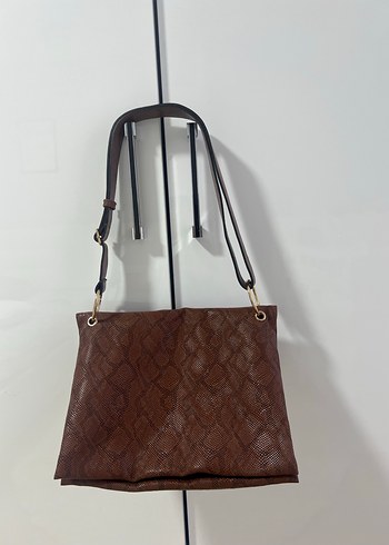 Kahverengi Yılan Desenli Kadın Çanta - Görsel 2