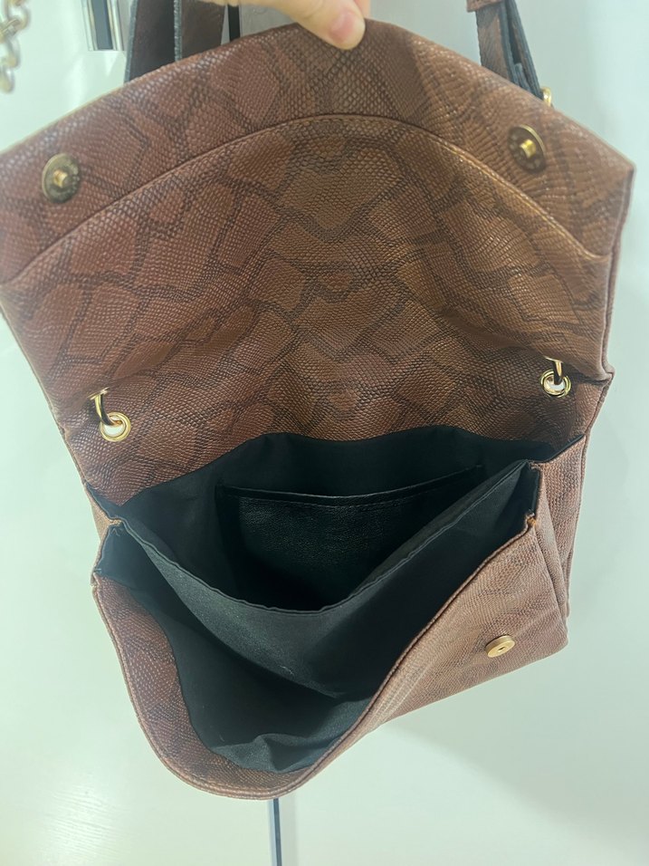 Kahverengi Yılan Desenli Kadın Çanta - Görsel 3