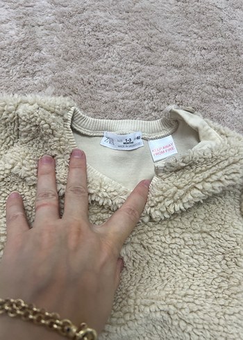 Kız Çocuk krem Sıcak Peluş Kazak - Görsel 3