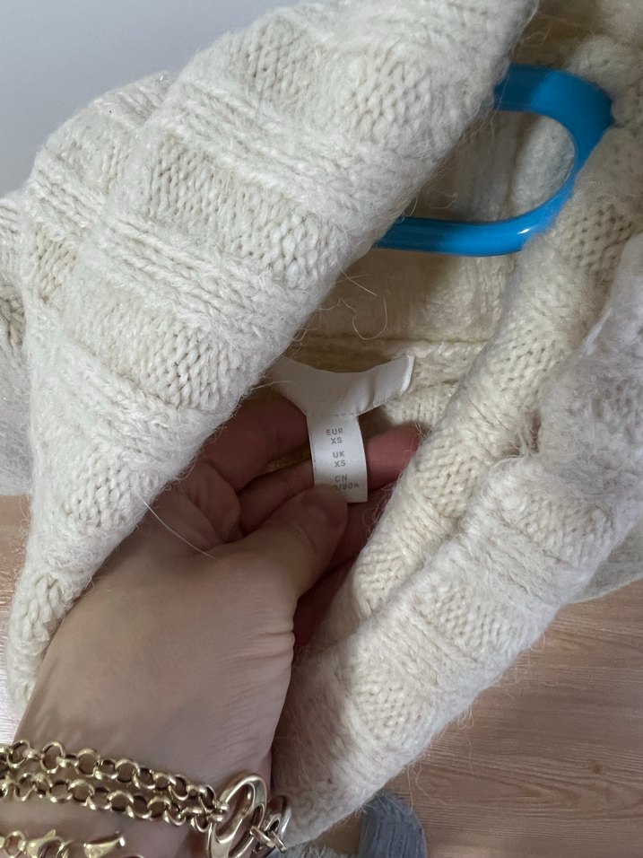 Beyaz Boğazlı Örgü Kadın Kazak - Görsel 2