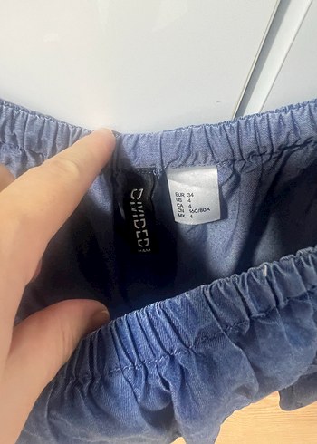 Kadın Lacivert Denim Fırfırlı Bluz - Görsel 3