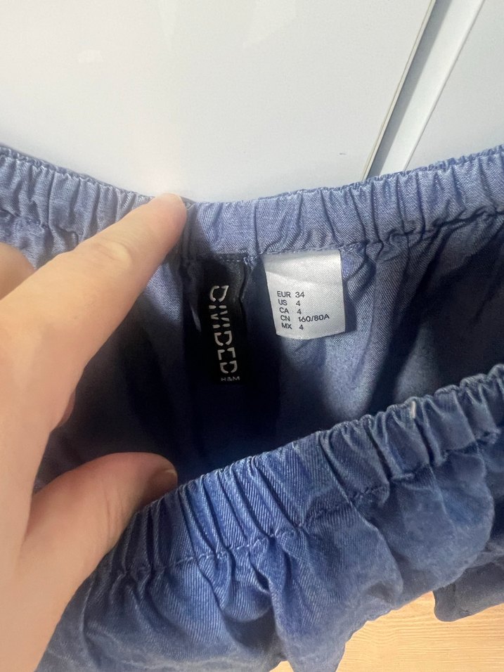 Kadın Lacivert Denim Fırfırlı Bluz - Görsel 3