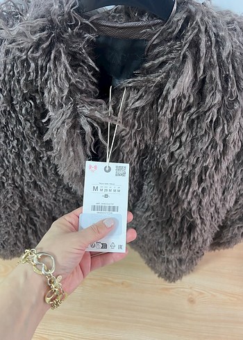 Kahverengi Yünlü Tüylü Kadın Midi Ceket - Görsel 9