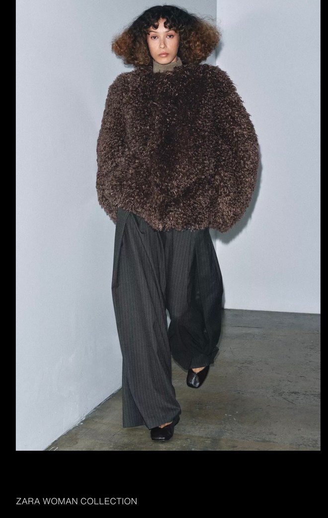 Kahverengi Yünlü Tüylü Kadın Midi Ceket - Görsel 2