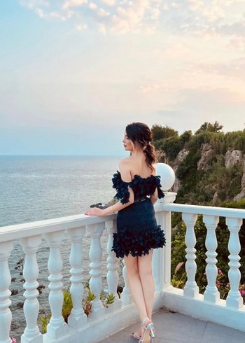 Siyah Straplez Mini Gotik Abiye Elbise