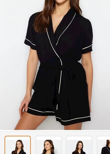Siyah Mini Kısa Kollu Kadın pijama
