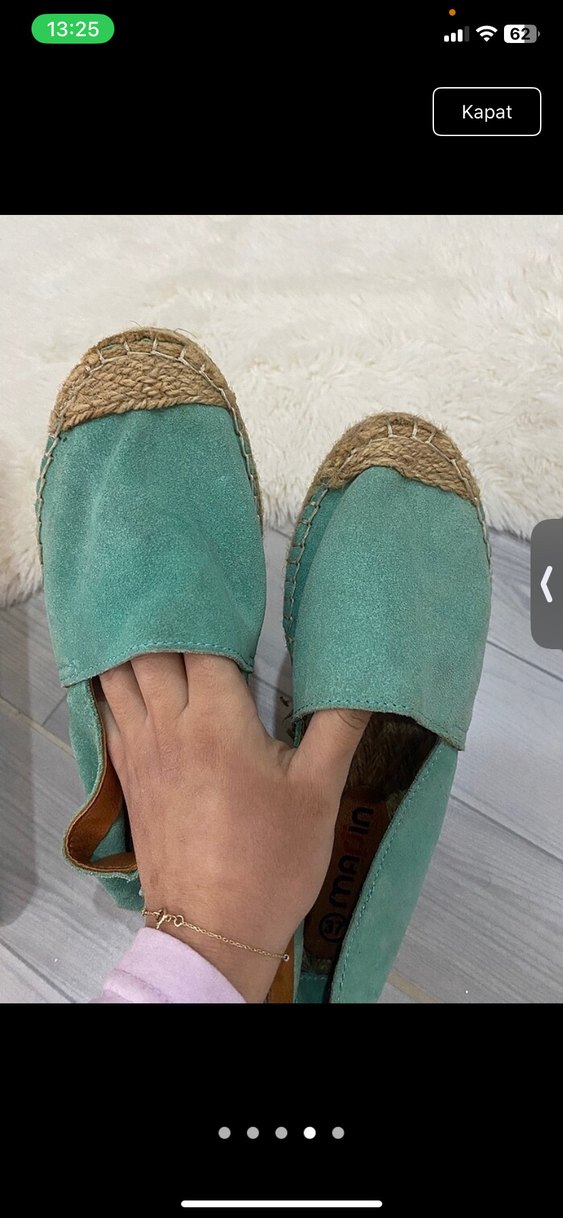 Turkuaz Süet Dolgu Topuklu Espadril - Görsel 4