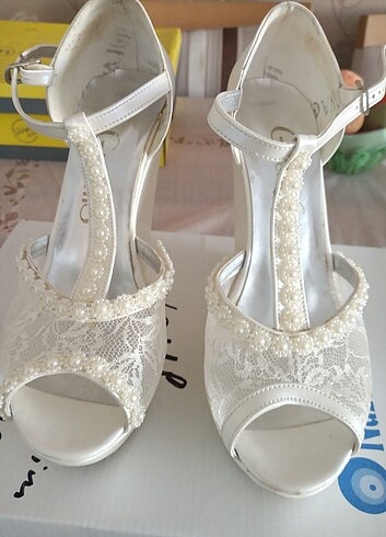 Beyaz abiye ayakkabı  - Görsel 5
