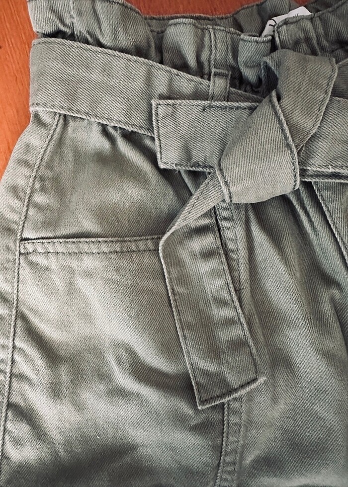 DeFacto Young yüksek bel haki denim şort - Görsel 3