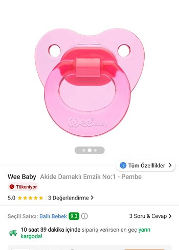Wee Baby Pembe Akide Damaklı Emzik No:1