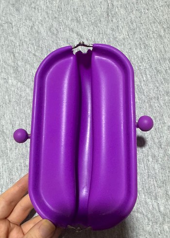 Düğmeli Mor Kadın Portföy Çanta - Görsel 2