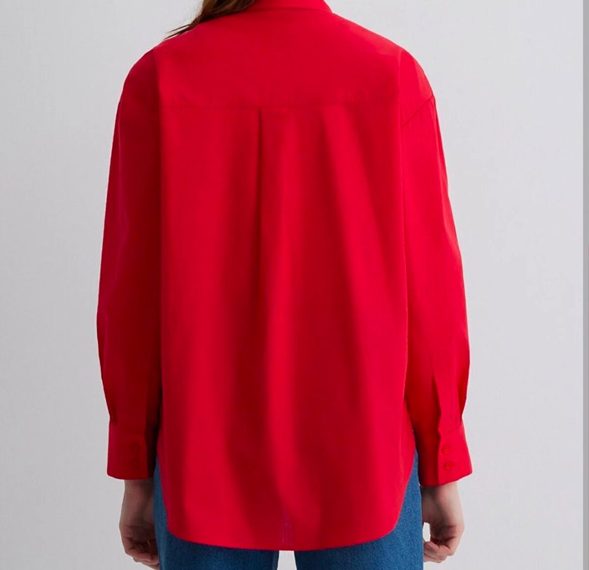 Mavi Kırmızı Gömlek Oversize / Geniş Kesim sıfır üründür. 1 adet - Görsel 2