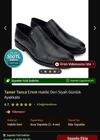 42 Beden TAMER TANCA HAKİKİ DERİ AYAKKABI