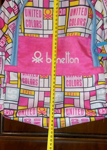  Beden Renkli pembe Benetton sırt çantası