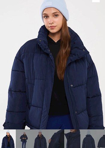 Lacivert Kadın mi Oversize Puff Mont