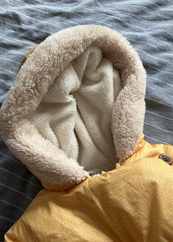 Kürk Detaylı Sarı Bebek Kız montu - Görsel 8