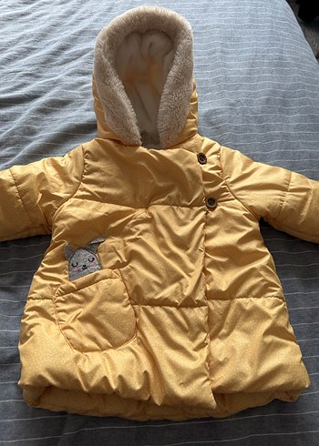 Kürk Detaylı Sarı Bebek Kız montu - Görsel 2