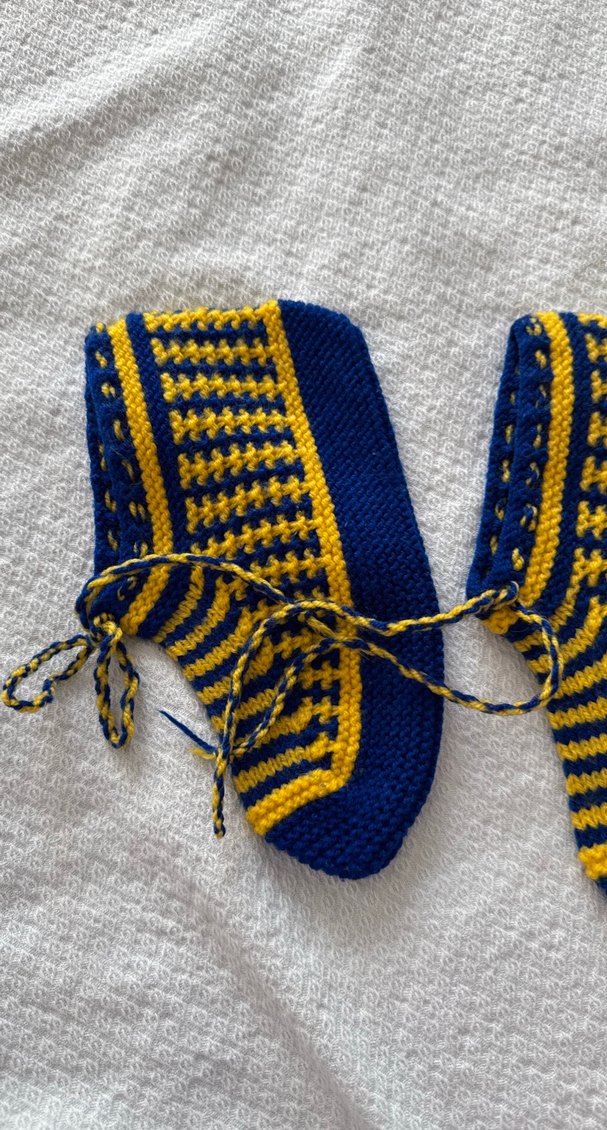 Örgü Patik- Renkli Mavi - Görsel 2