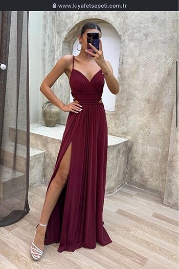 S BEDEN BORDO BEL DETAY ABİYE