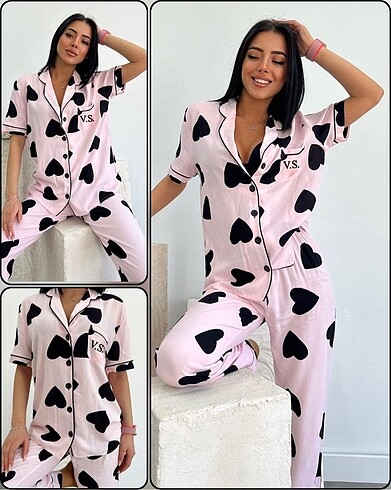 Siyah Kalpli Pijama Takımı