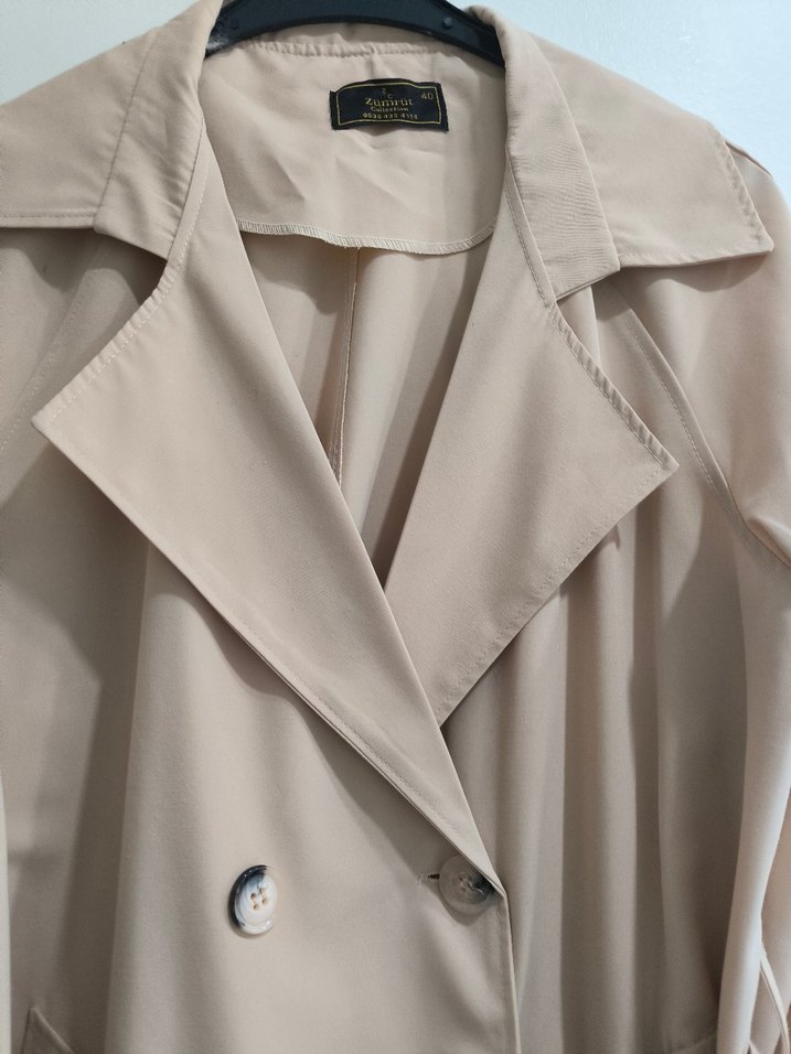 Bej Uzun Kadın Trençkot - Görsel 2