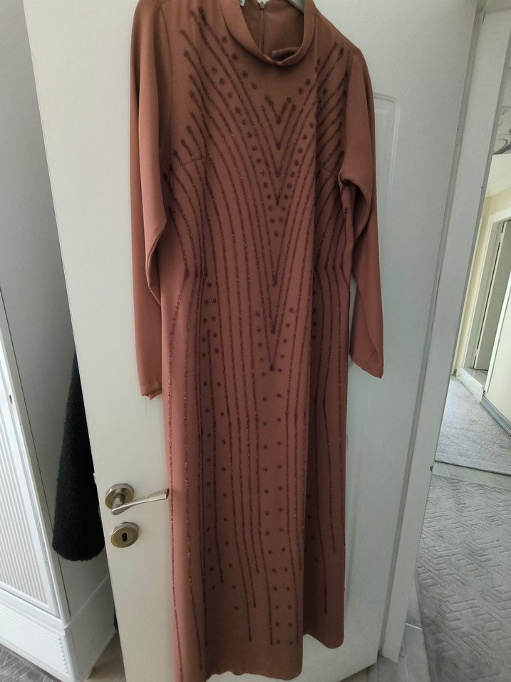 Nakışlı Bej abiye - Görsel 2