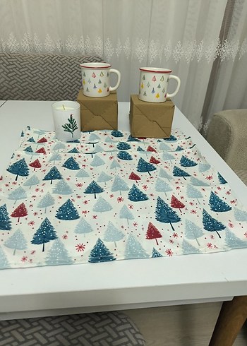Beyaz Çam Ağacı Desenli 2'li Kupa Seti - Görsel 2