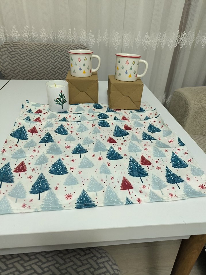 Beyaz Çam Ağacı Desenli 2'li Kupa Seti - Görsel 2