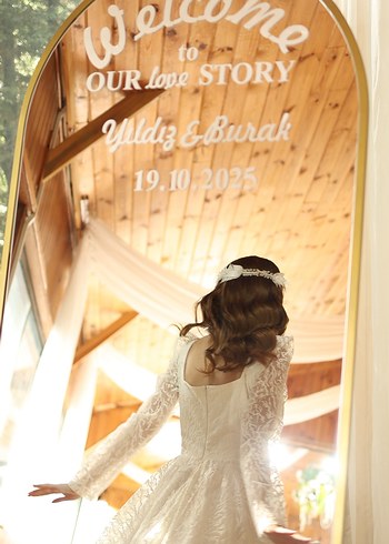 Beyaz simli  midi boy Söz elbisesi - Görsel 3