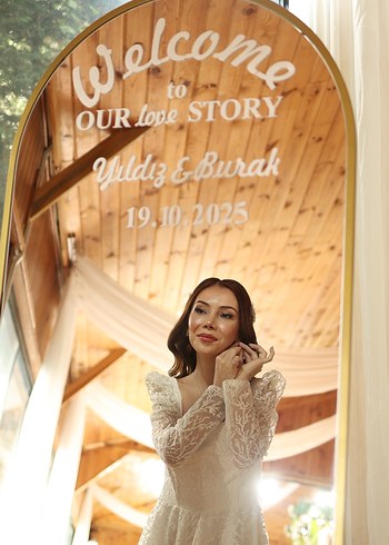 Beyaz simli  midi boy Söz elbisesi - Görsel 5