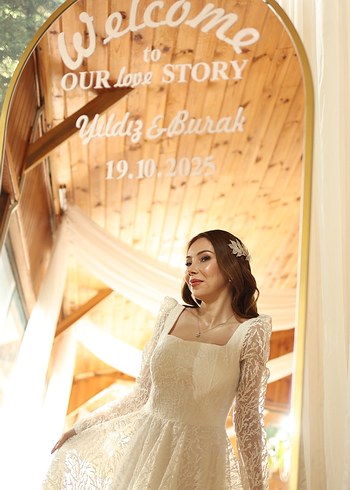 Beyaz simli  midi boy Söz elbisesi - Görsel 10