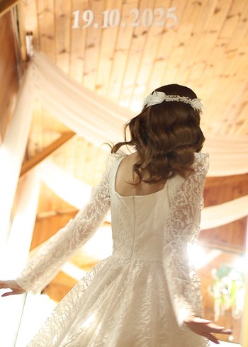 Beyaz simli  midi boy Söz elbisesi - Görsel 8