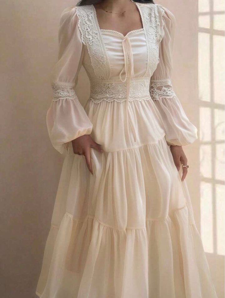 Romantik vintage Uzun Elbise — görsel 4/14