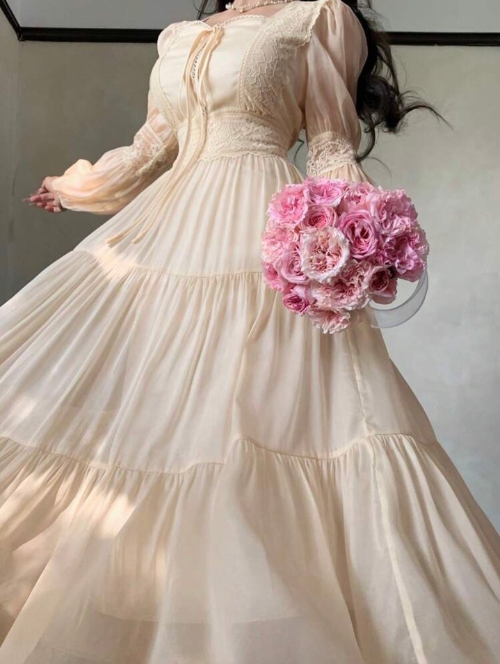 Romantik vintage Uzun Elbise — görsel 3/14