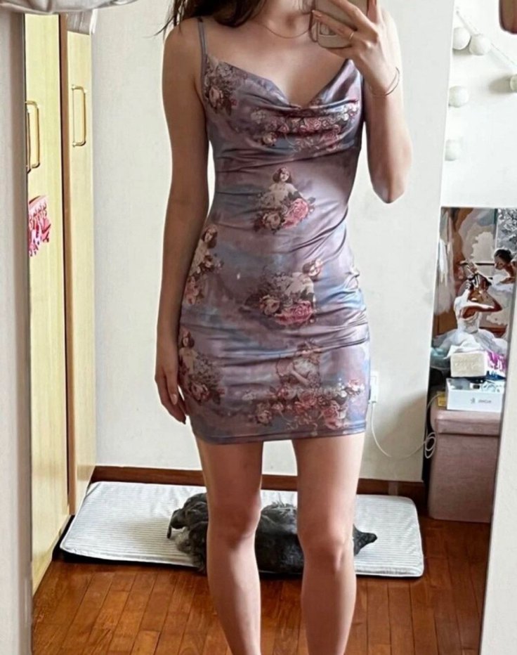 Shein melek desenli mitolojik zarif mini elbise - Görsel 5