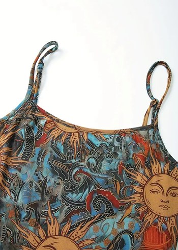 İnce Askılı Bohem Midi Elbise - Görsel 3