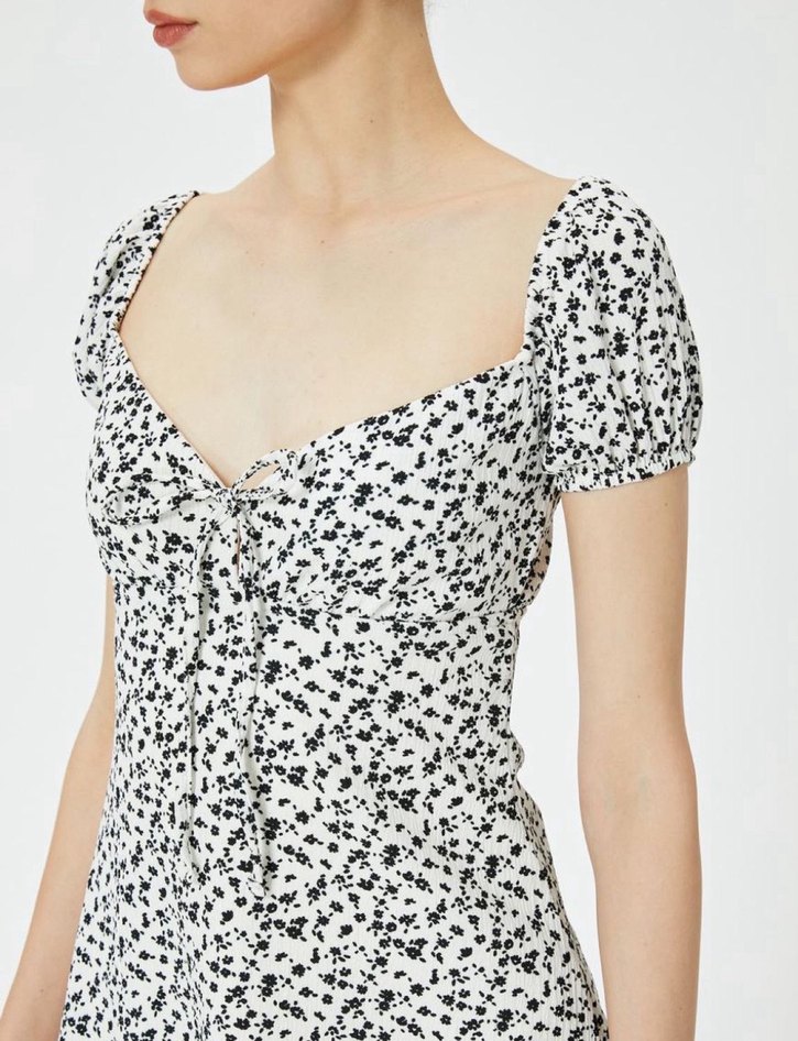 çiçek Desenli Mini Elbise - Görsel 2