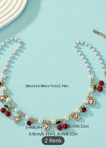 Shein Kırmızı inci kiraz Kolye - Görsel 3