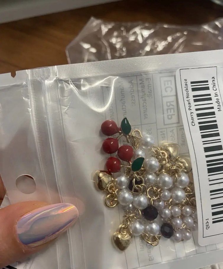 Shein Kırmızı inci kiraz Kolye - Görsel 4