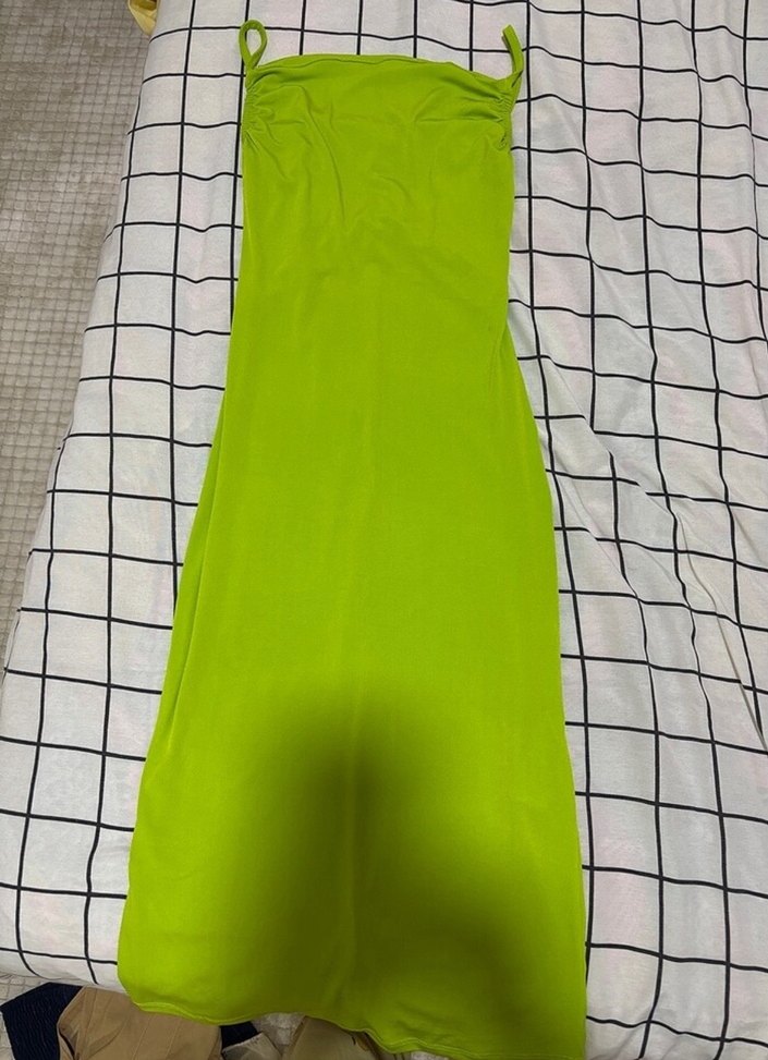 Yeşil Midi Askılı Kadın Elbise - Görsel 5