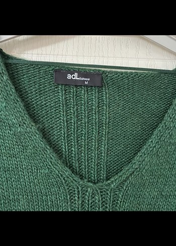 Adil Işık Yeşil V Yaka Örgü Kadın Kazak - Görsel 2